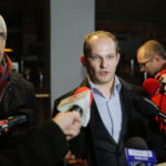 29.2.2016 Kielce. Konferencja prasowa przedstawicieli Komitetu Referendalnego, Arkadiusz Stawicki, i nowy rzecznik prasowy Komitetu Referendalnego Maksymilian Materna. / Wojciech Habdas / Radio Kielce