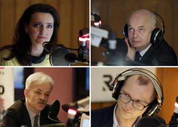 14.03.2016 Kielce. Punkty Widzenia. Kolaż. Marzena Okła Drewnowicz, Marian Buras, Grzegorz Bień i Bartłomiej Zapała. / Jarosław Kubalski / Radio Kielce