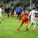 08.03.2016. Mecz 25. kolejki Ekstraklasy: Korona Kielce - Wisła Kraków. Łukasz Sierpina / Wojciech Habdas / Radio Kielce