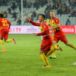 11.03.2016 Kielce. 27. kolejka Ekstraklasy: Korona Kielce - Śląsk Wrocław. Korona zdobywa pierwszą bramkę. / Wojciech Habdas / Radio Kielce