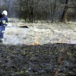 03.04.2016 Okolice Leszczyn. Strażacy gaszą płonące trawy. / Jarosław Kubalski / Radio Kielce