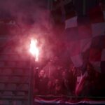 09.04.2016 Kielce . Mecz Korona Kielce - Górnik Zabrze. Kibice odpalili race. / Jarosław Kubalski / Radio Kielce