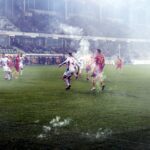 09.04.2016 Kielce . Mecz Korona Kielce - Górnik Zabrze. Kibice odpalili race. / Jarosław Kubalski / Radio Kielce