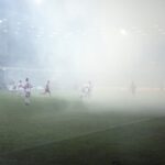 09.04.2016 Kielce . Mecz Korona Kielce - Górnik Zabrze. Kibice odpalili race. / Jarosław Kubalski / Radio Kielce