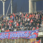 30.4.2016 Kielce. 34. kolejka Ekstraklasy: Korona Kielce - Wisła Kraków. Kibice Wisły Kraków / Wojciech Habdas / Radio Kielce