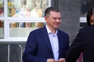14.5.2016 Winnica, Ukraina. Mer miasta Serhij Morhunov / Stanisław Blinstrub / Radio Kielce