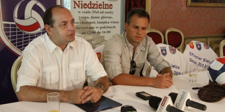 Prezes Effectora Jacek Sęk (z lewej) i libero Bartosz Sufa / Kamil Król / Radio Kielce