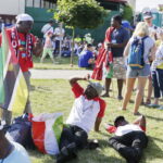 21.07.2016 Pielgrzymi z różnych krajów, zdążający na Światowe Dni Młodzieży w Krakowie spotkali się w Wiślicy. / Jarosław Kubalski / Radio Kielce