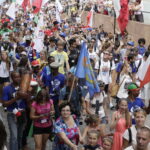 23.07.2016 Kielce. Pielgrzymi podczas przemarszu z Placu NMP na Kolporter Arenę. / Jarosław Kubalski / Radio Kielce