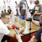 27.07.2016 Kielce. Konferencja prasowa przed meczem towarzyskim reprezentacji Polski w piłkę ręczna z Motorem Zaporoże. Przemysław Krajewski. / Jarosław Kubalski / Radio Kielce