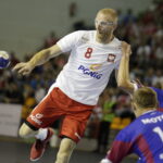 28.07.2016 Kielce. Mecz towarzyski w piłkę ręczna. Reprezentacja Polski - Motor Zaporoże. Karol Bielecki. / Jarosław Kubalski / Radio Kielce