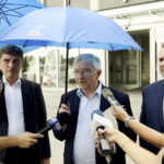 27.07.2016 Kielce. Andrzej Pruś, Krzysztof Lipiec i Marek Kwitek podczas konferencji prasowej na temat zwiększenia środków na kulturę. / Jarosław Kubalski / Radio Kielce