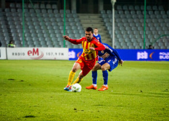 18.03.2016 Kielce. Korona Kielce - Piast Gliwice. Nabil Aankour / Stanisław Blinstrub / Radio Kielce
