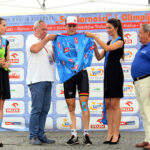 1.7.2016 Kielce. 27 Międzynarodowy Wyścig Kolarski Solidarności i Olimpijczyków. Finał 4 etapu. Na podium lider klasyfikacji młodzieżowej Enzo Wuoters / Wojciech Habdas / Radio Kielce