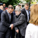 04.07.2016 Kielce. Prezydent Andrzej Duda złożył kwiaty pod kamienicą Planty 7/9 / Wojciech Habdas / Radio Kielce