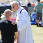 30.07.2016. Sanktuarium świętego Jana Pawła II. Podczas mszy świętej dla duchowieństwa sprawowanej przez papieża Franciszka / Wojciech Habdas / Radio Kielce