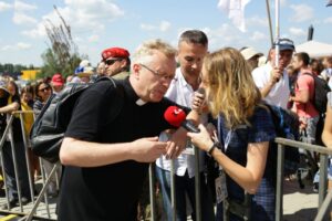 30.07.2016. Sanktuarium świętego Jana Pawła II. Podczas mszy świętej dla duchowieństwa sprawowanej przez papieża Franciszka / Wojciech Habdas / Radio Kielce