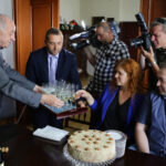 30.8.2016 Kielce. Kończący kadencję rektor Politechniki Świętokrzyskiej Stanisław Adamczak spotkał się z dziennikarzami. / Wojciech Habdas / Radio Kielce