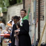 05.08.2016 Wiślica. Pielgrzym na Jasną Górę zebrali się przy kolegiacie, by uczestniczyć w nabożeństwie. / Jarosław Kubalski / Radio Kielce