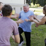 18.08.2016 Kielce. Próba plenerowa aktorów Teatru im. Stefana Żeromskiego do spektaklu Kieł. / Jarosław Kubalski / Radio Kielce