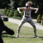 18.08.2016 Kielce. Próba plenerowa aktorów Teatru im. Stefana Żeromskiego do spektaklu Kieł. / Jarosław Kubalski / Radio Kielce