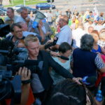 07.09.2016. Protest mieszańców SM Hutnik w Ostrowcu. Program "Interwencja" / Krzysztof Bujnowicz / Radio Kielce