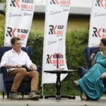 03.09.2016 Kielce. Piknik w ogrodzie Radia Kielce. Prezentacja nowej ramówki oraz podsumowanie akcji "Wakacje z duchami historii". Michał Popiel i Magda Sitek. / Jarosław Kubalski / Radio Kielce