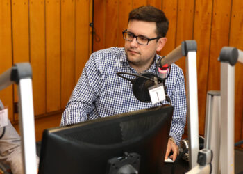 29.5.2016 Kielce. Studio Polityczne Radia Kielce. Mateusz Żukowski - Nowoczesna Ryszarda Petru / Wojciech Habdas / Radio Kielce