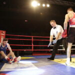 09.12.2016 Chęciny. IV Międzynarodowy Memoriał Bokserski im. Leszka Drogosza. Walka Bartosz Gołębiewski KKB Rush (czerwony) - Michael Nevin Irlandia. / Jarosław Kubalski / Radio Kielce