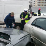 14.1.2017 Kielce. Kolizja czterech samochodów na ul. Leszczyńskiej. / Wojciech Habdas / Radio Kielce