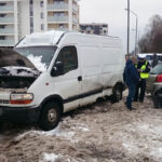 14.1.2017 Kielce. Kolizja czterech samochodów na ul. Leszczyńskiej. / Wojciech Habdas / Radio Kielce