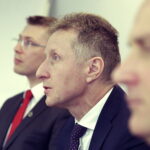 25.01.2017 Kielce. Konferencja prasowa na temat Krajowej Administracji Skarbowej. P.o dyrektora Urzędu Kontroli Skarbowej w Kielcach Piotr Gajos, p.o dyrektora Izby Skarbowej w Kiecach Sławomir Podkówka i dyrektor Izby Celnej w Kiecach podinspektor Henryk Kowalski. / Jarosław Kubalski / Radio Kielce