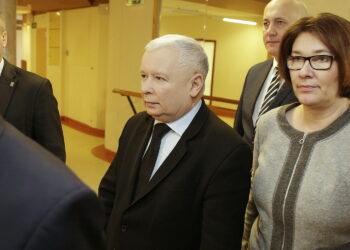 29.01.2017 Kielce. Prezes Prawa i Sprawiedliwości Jarosław Kaczyński podczas wizyty w Kieleckim Centrum Kultury. / Jarosław Kubalski / Radio Kielce