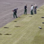 14.03.2017 Kielce. Wymiana murawy na Kolporter Arenie. / Jarosław Kubalski / Radio Kielce