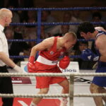 26.05.2017 Kielce. Mecz bokserski Polska - Armenia. Mateusz Polski vs Hovhannes Bachkov. / Jarosław Kubalski / Radio Kielce