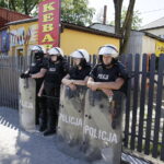 28.05.2017 Kielce. Przyjazd kibiców Legii Warszawa na mecz z Koroną. Policja. / Jarosław Kubalski / Radio Kielce