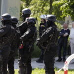 28.05.2017 Kielce. Przyjazd kibiców Legii Warszawa na mecz z Koroną. Policja. / Jarosław Kubalski / Radio Kielce