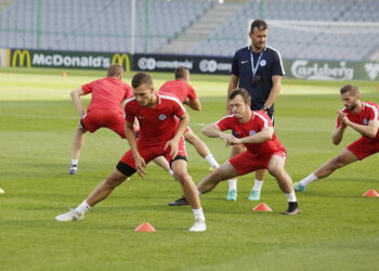 18.06.2017 Kielce. Reprezentacja Słowacji U21 podczas treningu na Kolporter Arenie. / Jarosław Kubalski / Radio Kielce