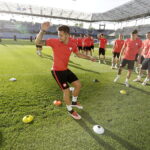 21.06.21 Kielce. Reprezentacja Polski U21 w piłce nożnej podczas oficjalnego treningu na Kolporter Arenie. / Jarosław Kubalski / Radio Kielce