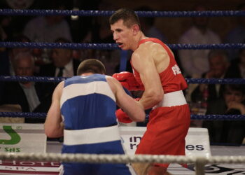 26.05.2017 Kielce. Mecz bokserski Polska - Armenia. Bartosz Gołębiewski vs Arman Darchinyan. / Jarosław Kubalski / Radio Kielce