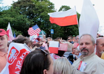 06.07.2017 Warszawa. Prezydent Donald Trump na Placu Krasińskich. / Włodzimierz Batóg / Radio Kielce