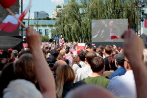 06.07.2017 Warszawa. Prezydent Donald Trump na Placu Krasińskich. / Włodzimierz Batóg / Radio Kielce
