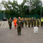 07.08.2017 Słomniki. Poranny apel Kadrówki. / Katarzyna Prędotka - Radio Kielce / Kadrówka przygotowuje się do wymarszu ze Słomnik w kierunku Miechowa.