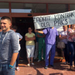 Starachowice. Polsko-Amerykańskie Kliniki Serca - pikieta pracowników / Iwona Murawska - Radio Kielce / Starachowice. Polsko-Amerykańskie Kliniki Serca - pikieta pracowników