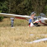 Masłów. Wypadek szybowca (17.08.2017) / Robert Felczak - Radio Kielce / 17.08.2017. Masłów. Wypadek szybowca na lotnisku