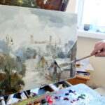 01.08.2017 Chęciny. Plener malarski w Chęcinach. / Marzena Mąkosa - Radio Kielce / Plener malarski.