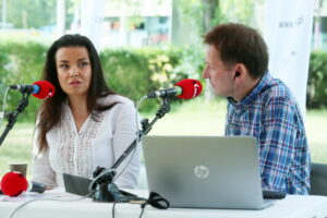 09.08.2017 Kielce. Stacja: Wakacje! Suknie ślubne w ogródku Radio Kielce. / Marzena Mąkosa - Radio Kielce / Magdalena Prokop - Elghoriny i Paweł Solarz
