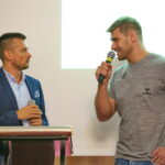 17.08.2017 Kielce. Prezentacja kandydatury miasta Kielce do tytułu Europejskiego Miasta Sportu / Marzena Mąkosa - Radio Kielce / Julen Aginagalde, piłkarz ręczny Vive Kielce