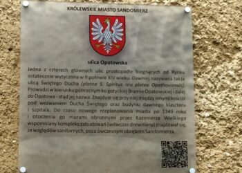 Tablica wyjaśniająca pochodzenie nazwy ulicy / Grażyna Szlęzak - Wójcik / Radio Kielce