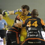 12.09.2017 Kielce. Mecz PGNiE Superligi PGE VIve - MKS Zagłębie Lubin. Michał Jurecki / Jarosław Kubalski / Radio Kielce